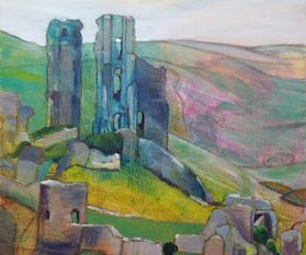 corfe castle from the west small